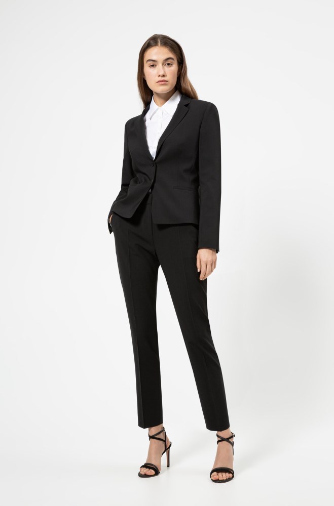 BOSS - Regular-fit trousers in stretch-cotton satin